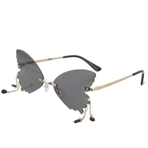 Didiseaon Rimless Glasses Women Butterfly Sunglasses Fashionable Frameless Sunglasses for Parties and Shopping