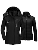 wantdo Women's Ski Jacket Winter Coat with Removable Puffer Inner Black Small