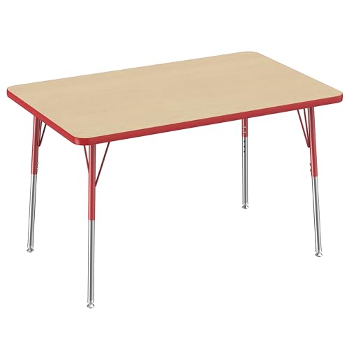 FDP 30" x 48" Rectangle Table with Swivel Glide Legs - Maple/Red