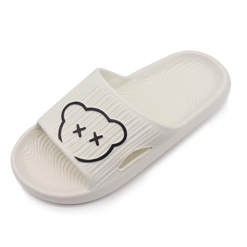 Bear Slides Smiley Face Sandals Slippers for Women and Men Ultra Comfort Non-Slip Shower Sandals Indoor and Outdoor Use Quick Drying Pool Party Home