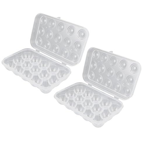 HOODANCOS Lot de 2 Plateaux à Œufs pour Réfrigérateur 15 Compartiments en Plastique avec Couvercle Boîte de Conservation Sécurisée et Empilable Cuisine Congélateur et Transport des Œufs