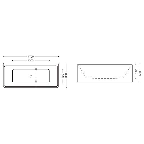 Mai & Mai Freistehende Badewanne 170x80cm Rechteckig inkl. Armatur Standbadewanne aus Sanitäracryl V601s MA