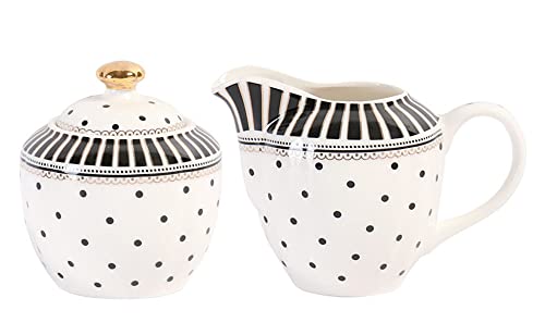 RockTrend Kaffee-Servierset aus Keramik, gestreift, gepunktet, Milchkännchen und Zuckerdose Cover