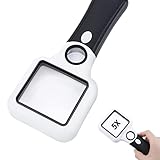 3 luces LED y 1 luz UV que proporcionan una buena iluminación: lupa de mano de aumento diseñada con 3 LED superbrillantes de bajo consumo que proporcionan una buena iluminación en condiciones de poca luz. 2 LED, 1 luz UV y para la lente 5X y 1 LED para la lente 45X.