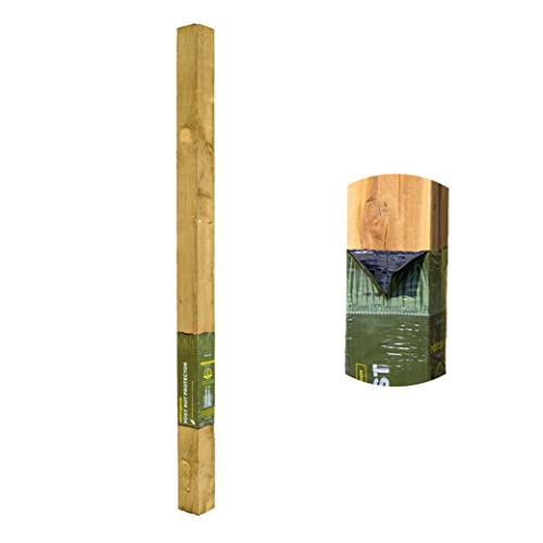 Postsaver Rot Protected Wood Fence Post 3x3 | Pressure-Treated Timber Post for Gardening | Decay-Protected with Postsaver Dual-Layer Rot Protector | 20-Year Guarantee (6 Foot | 1.8 Meters)