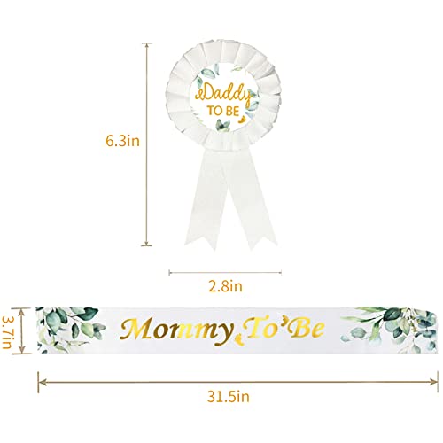 Tokerut B09MW3KYGZ 2Pcs Mommy To Be Baby Shower Safari Daddy To Be Pin Mother To Be Sash Baby Boy Green Baby Shower Slash thumb #5