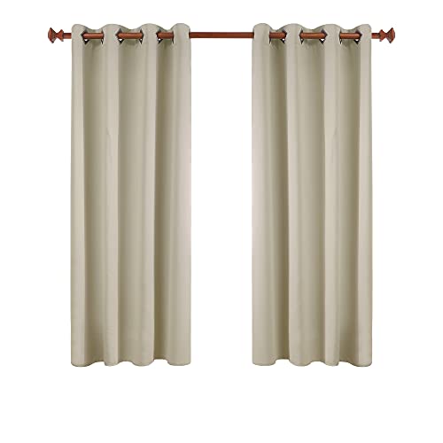 Deconovo Blackout Curtains For Bedroom, Grommet Top Thermal Insulated Room Darkening Window Treatments, Beige, 52 X 72, 2 Panels #TOP7