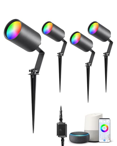 EDISHINE 50FT RGBW Landscape Spotlights with App Control