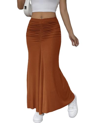 HELYO Women's Elegant Casual Work Business Summer High Waisted Dress Skirts Boho Flowy A Line Long Maxi Skirt S39