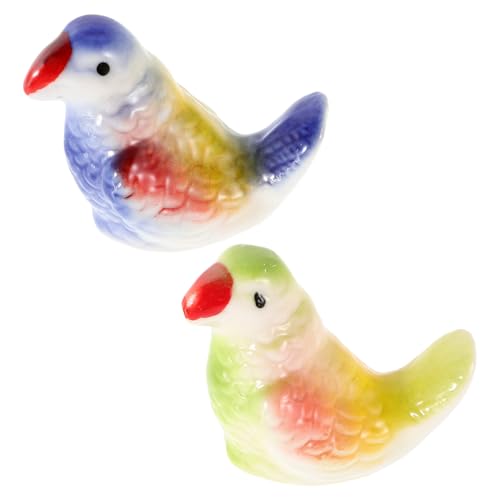 Statues de perroquets en céramique FCXDMY (Lot de 2) - Figurines d'oiseaux réalistes