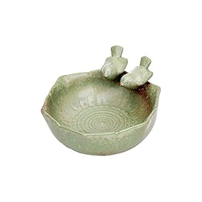 Bird Feeders for The Garden, SUNJULY Bird Bath Bowl, Retro Finish Bird Food Container Holder Fruit Plate Bird Feeder Birdbath Bowl for Garden Aquarium Backyard Outdoor Indoor Decor