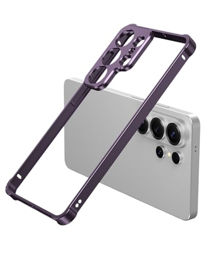 Samsung Galaxy S26 Ultra �p �P�[�X �A���~���� ���^�� �t���[�� �o���p�[ �J���������Y�ی� ��̌^ �����^ �y�� �t���[�����X �w�ʂȂ� �~�j�}���X�g �ϏՌ� ���C�[�d�Ή�(Purple,S26)