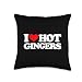 Funny Redhead Sayings & Funny Redhead Designs I Love Hot Gingers-Funny Saying Novelty Redhead Throw Pillow, 16x16, Multicolor