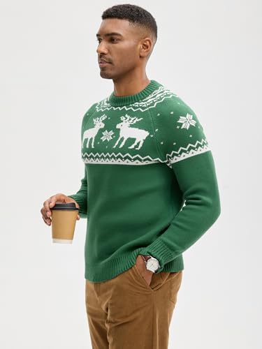 HOTake Men's Pullover Crewneck Sweater, Fair Isle and Christmas Pattern Available3