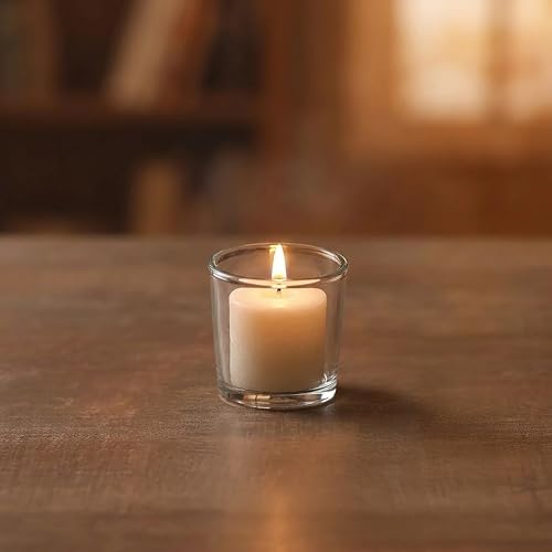 Image of Hosley Unscented White Votive Candles, 144-Pack - Clean-Burning, Long-Lasting 10-12 Hour Burn - Ideal for Weddings, Home Decor, Spa, Events - Bulk Value for Versatile Use