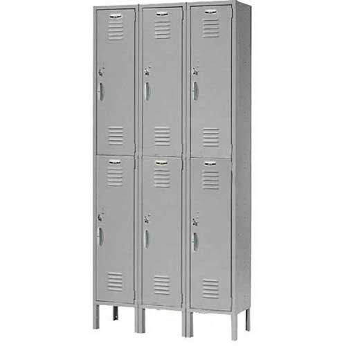 Global Industrial Double Tier Locker, 12X15X36, 6 Door Unassembled, Gray #TOP5