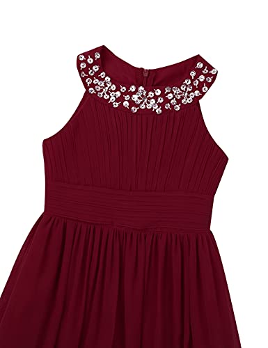 Hularka Kids Girls Sequined Halter Neck Long Junior Bridesmaid Dress Wedding Party Proms Maxi Gown Flower Girl Dress4