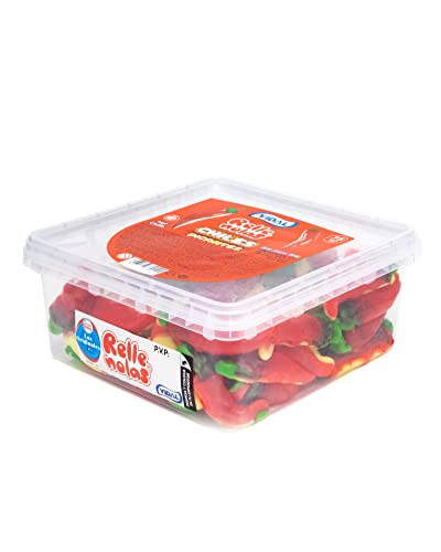 Vidal Golosinas. Rellenolas Chiles Picantes Rellenos. Caramelo de Goma con Sabor Cereza y Toque Picante. Textura Blanda con Cobertura Firme. Sin Gluten. Bandeja 75 u (~ 795 g)