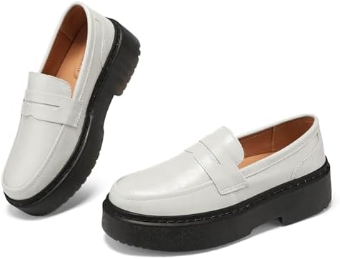 BEAUSEEN Women's Platform Chunky Penny Loafers Comfortable Lug Sole Slip-On Business Work Casual Dressy Shoes