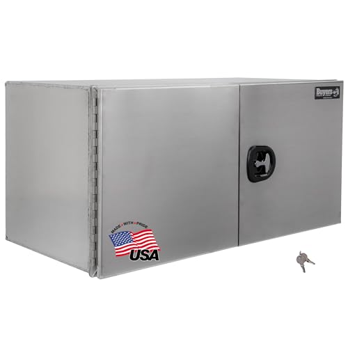 Image of Buyers Products 1705440 Silver Pro Series Smooth Aluminum Underbody Truck Box with Barn Door, 24x24x48 Inch, Durable Vehicle Tool Box for Storage and Organization