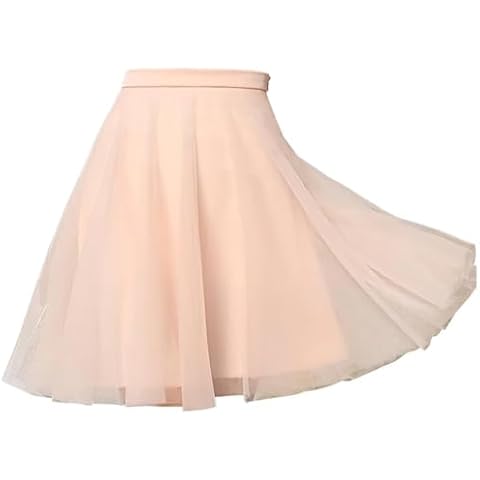 BABYONLINE D.R.E.S.S. Women Tutu Skirts 5 Layered Knee Length Tulle Skirt A-line Pleated Princess Skirts Evening Gown Prom Wedding Skirt,Pearl Pink,L Cover