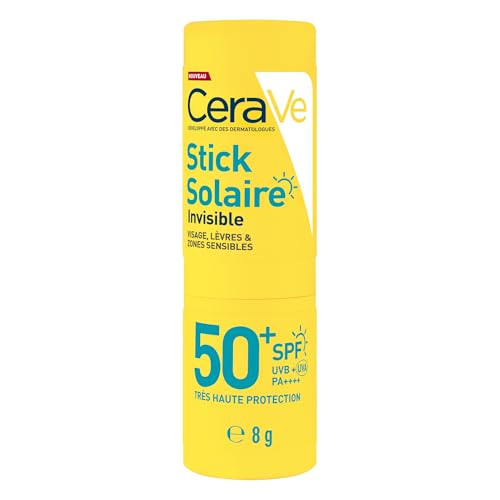 CeraVe Sun Stick With SPF 50+ For Face Lips & Sensitive Areas Broad Spectrum UVB UVA Protection With 3 Essential Ceramides For All Skin types Non-Sticky Sweat Resistant 8g