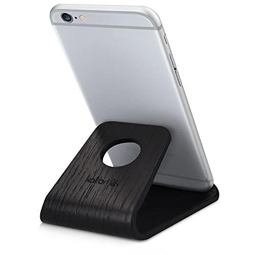 kalibri Soporte de Madera para móvil - Soporte Universal para Smartphone Tablet - Apoyo Compatible con Smartphones Dispositivos móviles en Negro