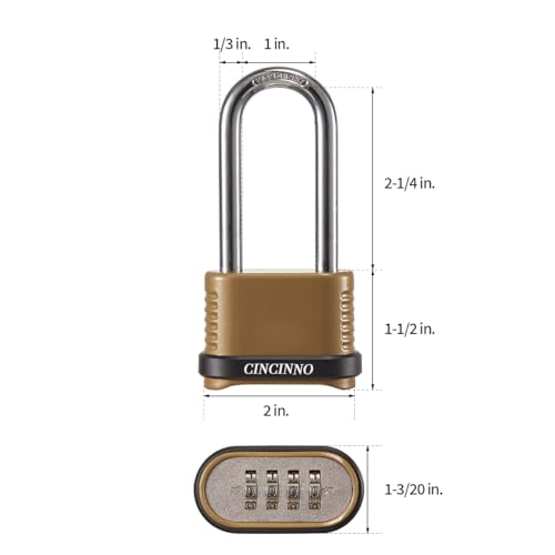 Candado combinado exterior contra el óxido de 4 dígitos y arco largo pack de 4 3