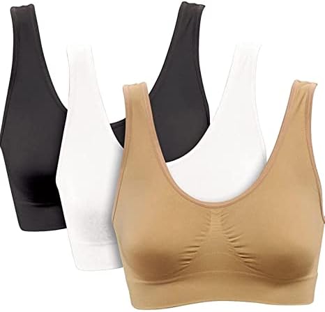 3-Pack Seamless Sports Bra Wirefree Yoga Bra with Removable Pads for Women S-5XL