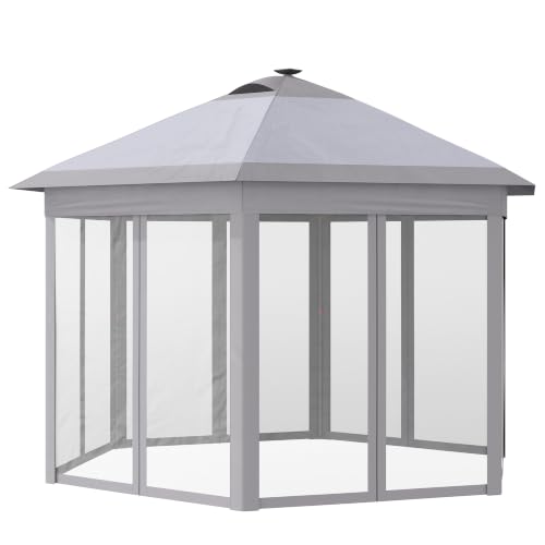 Outsunny Pavillon Faltpavillon mit LED Solar Lichterkette...