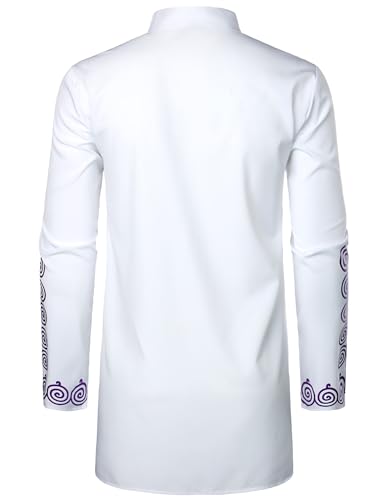 ZEROYAA Men's Traditional African Long Sleeve Dashiki Shiny Pattern Printed Dazzling Shirt3