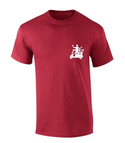 Mens Golf Tshirt Golf Cart Drinking Funny Golfer Crest Short Sleeve T-Shirt-Heather Cardinal-Large