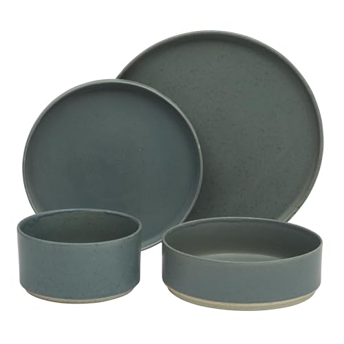 Gibson Elite Tatum Premium Porcelain Matte Reactive Glaze 16-Piece (Service for 4) Plates and Bolws Stackable Dishes Ceramic Dinnerware - Blue by Gibson Elite - Image 8