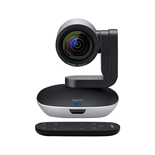 Logitech PTZ Pro 2 Camera, Caméra vidéo Full HD 1080p avec fonctions améliorées de mouvement panoramique/d'inclinaison, incluant Télécommande, Noir/Gris, Compatible Skype, Zoom, PC/Mac/Portable/Chrome