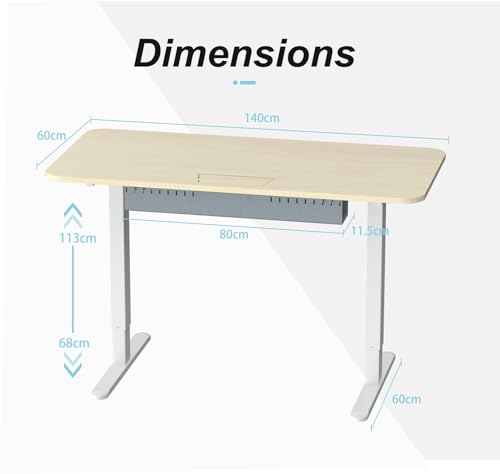 Image of Electric Standing Desk With Cable Management Tray,55x24 Inch Adjustable Height Sit Stand Desk,With Memory Presets & Anti-Collision Computer Desk For Office,Home,Light Wood Top&White Frame
