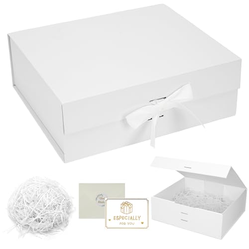 Large Gift Box White 31.5x26x10.5cm Present Box With Magnetic Lids