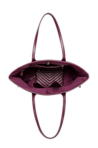 Daisy-Rose-Tote-Shoulder-Bag-and-Matching-Clutch-PU-Vegan-Leather-Handbag-for-Travel-Work-and-School