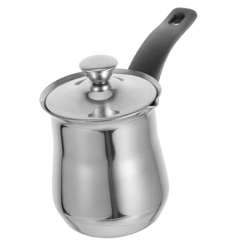 Cabilock Cafetera Turca Inoxidable con Tapa y Asa Olla Pequeña para Calentar Leche y Derretir para Café Jarabes y Salsas Cocina de Gas o Vitrocerámica