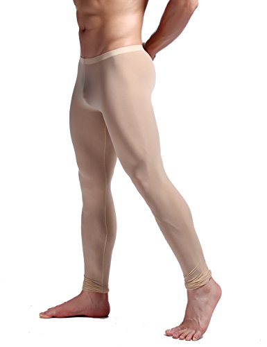 K-Men Men Ice Silk Underwear Low Rise Slim Legging Tight Pant Mesh Long Trousers2