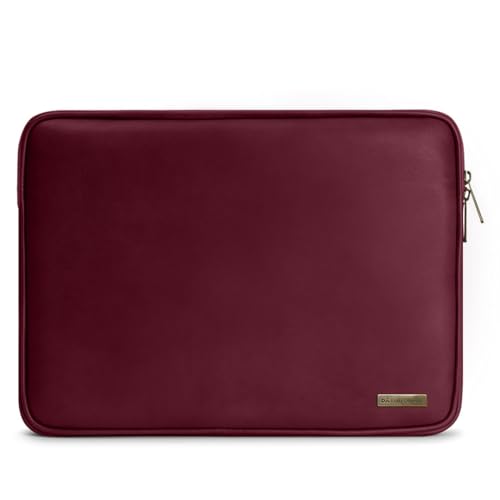 Image of DailyObjects Zippered Sleeve for MacBook & Laptop 15 Inch | Solid Burgundy PU Leather Sleeves with Inner Lining | Durable Stylish Light Weight Sleek Design with Zip Closure