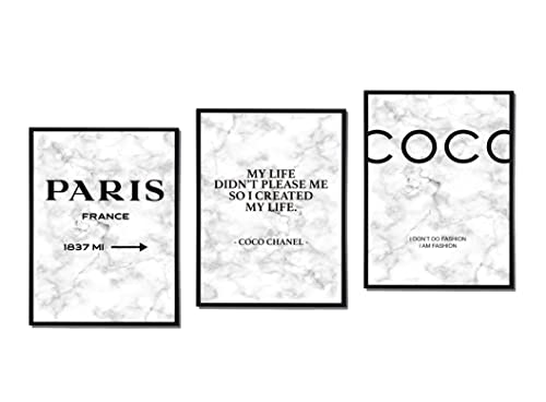 Postertech® Juego de pósteres de alta calidad, 4 imágenes como decoración de pared con estilo, 4 x DIN A4, mármol blanco Coco, juego de 3 unidades