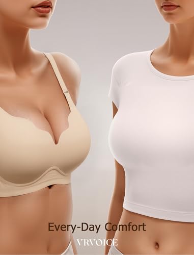 Image of VRVOCIE Wireless Bras for Women No Underwire Crossover V Mesh Seamless Supportive Bralettes Full Coverage Everyday Bra