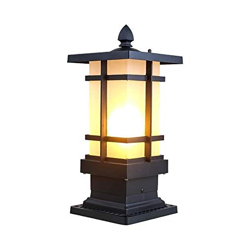 Preisvergleich Produktbild HIGHKAS Moderne regensichere Schwarze Außensäulenlampe Rostfreie Gartenguss-Patio-Säulenleuchte aus Aluminiumdruckguss Quadratische Glaslaterne IP44 wasserdichte Außentischlampen Außen