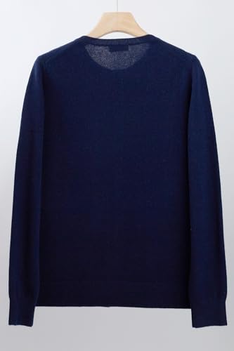 Image of JENNIE LIU Women's 100% Cashmere Button Front Long Sleeve Crewneck Cardigan Sweater