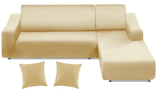 La Meack Durable Couch Covers For Sectional Sofa L Shape, Washable Slipcovers, 2Pcs Couch Covers Protector With 2Pcs Pillowcases For Dog Cat Pets Kids Child (3 Seat Sofa + 3 Seat Chaise, Pale Yellow) #TOP17
