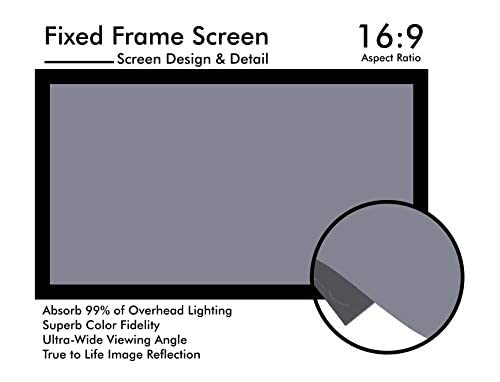 Image of BIG VUE 135 Inches Fixed Frame Projector Screen 16:9 Diagonal Active 3D 4K Ultra Hd Projector Screen for Classroom, Office & Home Theater (135 Inch, Grey)