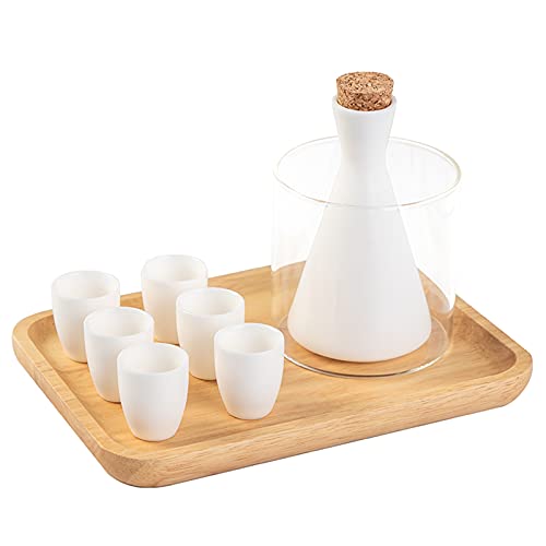 Sake Set, Saki Cups,Crafts Cup Ceramic Sake Set, Sake Set Japanese Sake Pot Set with Warmer Bowl, Sake Cups and Tray, Traditional Sake Cup Serving Carafe Porcelain Pottery Ceramic Crafts