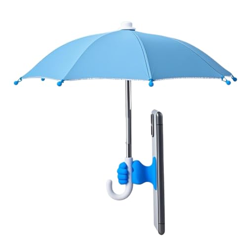 Phone Umbrella for Sun,UV Protection Mini Shade - Portable Wind-Proof Phone Umbrella with Fist Suction Cup for Beach Bicycles Motorcycle Outdoor Chair Travel