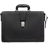 Mancini Buffalo Luxurious Litigator Briefcase Pocket for 17.3” Laptop, Black, Black