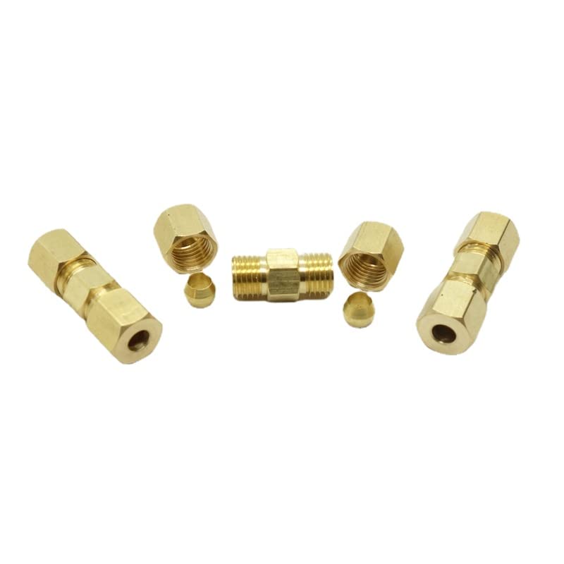 CDQBWKJGFJ 5 Pcs Brass Fuel Line Compression Union Fitting 3/16
